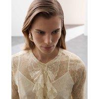 Lace Ruffle Front Blouse