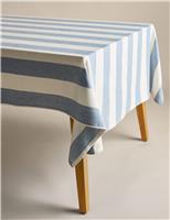 Cotton with Linen Wide Stripe Tablecloth