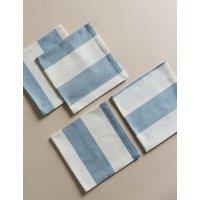 Set of 4 Cotton with Linen Wide Stripe Napkins