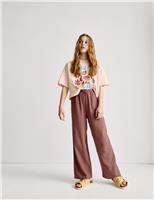 Wide Leg Linen Rich Trousers (6-16 Yrs)