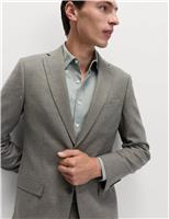 Tailored Fit Textured Stretch Suit Jacket