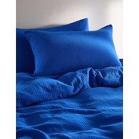 M&S Pure Cotton Muslin Bedding Set Cobalt