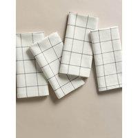 Set of 4 Cotton with Linen Linear Check Napkins