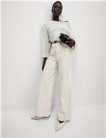 Pure Cotton Striped Wide Leg Trousers