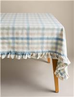 Cotton with Linen Gingham Ruffle Tablecloth