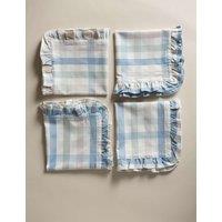 Set of 4 Cotton with Linen Ruffle Gingham Napkins