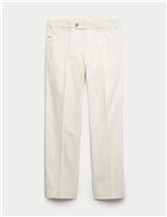 Pure Cotton Tapered Fit Pleated Twill Trousers