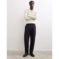 JAEGER Pure Cotton Tapered Fit Pleated Twill Trousers Black