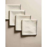 Set of 4 Pure Cotton Blanket Stitch Napkins