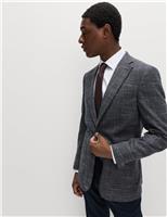 Tailored Fit Textured Check Stretch Blazer