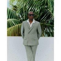 M&S Slim Fit Double Breasted Jacket with Stretch Light Green
