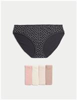 5pk Pure Cotton Printed Bikini Knickers