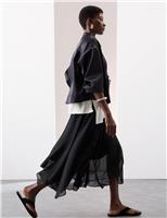 Layered Draped Midi A-Line Skirt