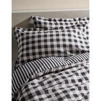 M&S Pure Cotton Gingham Bedding Set Black