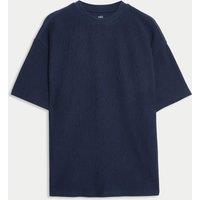 M&S Pure Cotton Ottoman Textured T-shirt (6-16 Yrs) Navy