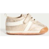 M&S Baby Riptape Pram Shoes (0-18 Mths) Soft Gold
