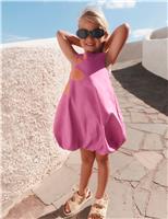 Pure Cotton Flower Puffball Dress (2-16 Yrs)