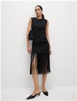Fringe Detail Midi Column Dress