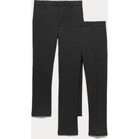 M&S 2 Pack Boys' Skinny Leg Stretch Trousers (2-18 Yrs) Black