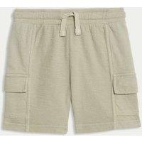 M&S Pure Cotton Cargo Shorts (2 -8 Yrs) Pale Green