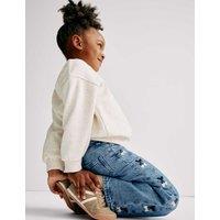 M&S Denim Embroidered Wide Leg Jeans (2-16 Yrs) Denim