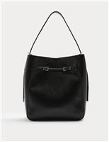 Faux Leather Buckle Tote Bag
