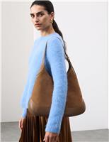 Suede Top Handle Shoulder Tote