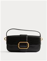 Faux Leather Croc Effect Baguette Bag