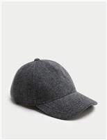 Wool Blend Herringbone Baseball Cap