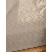 M&S Pure Cotton Muslin Deep Fitted Sheet Sand