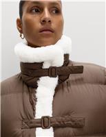 Feather & Down Padded Borg Trim Jacket