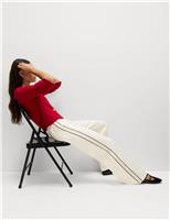 Jersey Side Stripe Wide Leg Trousers
