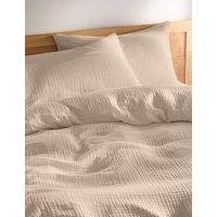 M&S Pure Cotton Muslin Bedding Set Sand