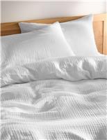 M&S Pure Cotton Muslin Bedding Set White