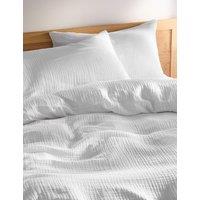 M&S Pure Cotton Muslin Bedding Set White
