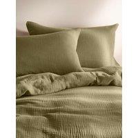 M&S Pure Cotton Muslin Bedding Set Olive