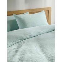 M&S Pure Cotton Muslin Bedding Set Light Aqua