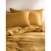 M&S Pure Cotton Muslin Bedding Set Ochre