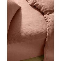 M&S Pure Cotton Muslin Deep Fitted Sheet Soft Terracotta