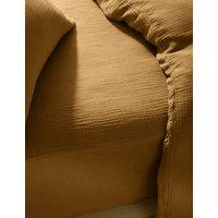 M&S Pure Cotton Muslin Deep Fitted Sheet Ochre