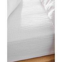 M&S Pure Cotton Muslin Deep Fitted Sheet White