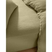 M&S Pure Cotton Muslin Deep Fitted Sheet Olive
