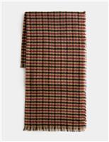 Woven Checked Fringed Scarf