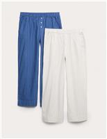 2pk Pure Cotton Striped Pyjama Bottoms