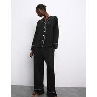 Autograph Satin Revere Pyjama Set Black