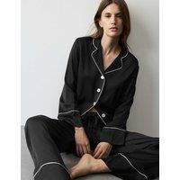 Autograph Satin Revere Pyjama Set Black