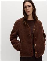 Borg Gold Button Relaxed Jacket