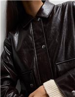 Lacquered Faux Leather Longline Jacket