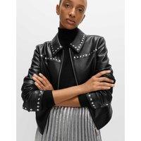 Faux Leather Studded Harrington Jacket