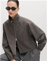 M&S Cotton Rich Lightweight Buckle Short Jacket Light Grey